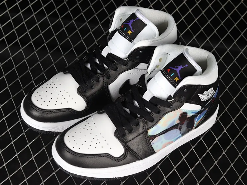 All categories Air Jordan Jordan series basketball shoes Air Jordan 1 Mid Air Jordan 1 Mid AJ1 Joe 1 naked eye 3D black and white Zhongbang basketball shoes DR9495-001